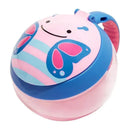 Skip Hop Zoo Snack Cup in butterfly design, featuring a smiling face, pink and blue colors, and easy-to-hold handle.