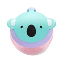 Koala-shaped snack cup featuring a light blue top with ears and a purple bottom, ideal for keeping snacks secure.