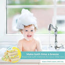 Happy child with soap bubbles in a bath, showcasing Spasilk soft terry washcloths with yellow and green dots.