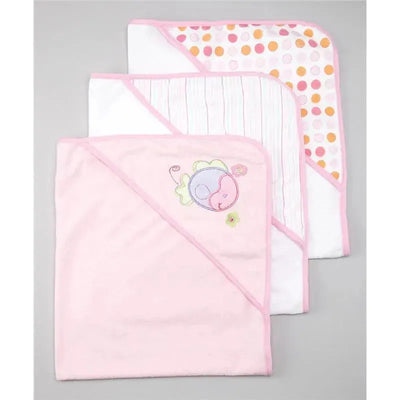 Spasilk - 3Pk Soft Terry Hooded Towel Set, Pink Fish Image 2