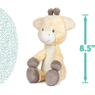 Bodi Giraffe plush toy from Spin Master’s Baby Lil’ Luvs Collection, measuring 8.5 inches tall, features soft yellow and brown fabric.