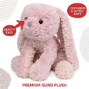 Soft pink bunny plush from Spin Master’s Cozys Collection, featuring safety eyes and a textured, ultra-soft fabric.