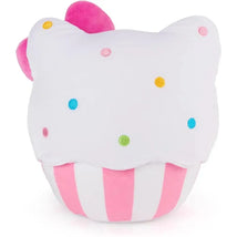 Hello Kitty plush cupcake, featuring a pink and white design with colorful polka dots and a cute face.