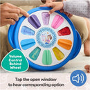 Spin Master Ms. Rachel Spin And Sing Learning Wheel with colorful buttons for colors and sounds; includes volume control.