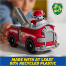 Paw Patrol toy car featuring Marshall with a fire truck design, made from over 80% recycled plastic.