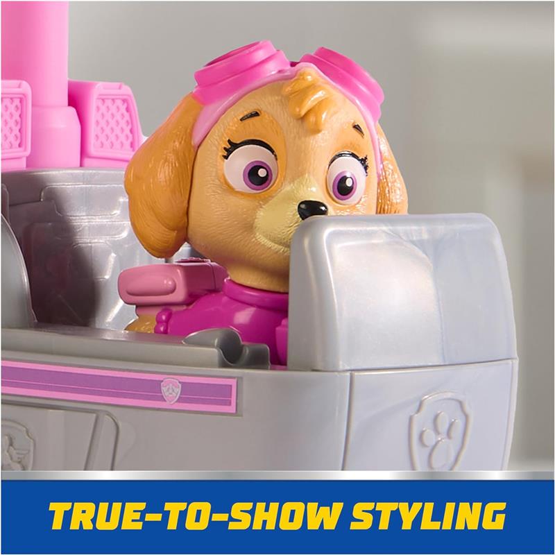 Paw Patrol toy car featuring Skye, a collectible action figure with pink accents and true-to-show styling.