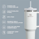 Stanley The Quencher H2.0 FlowState™ Tumbler 20 oz in Frost, featuring a screw-on lid, stainless steel, and comfort grip.