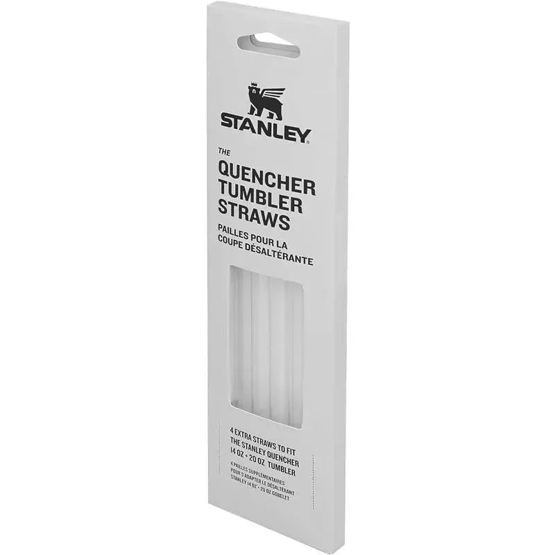 Four white straws packaged for Stanley Quencher 14oz/20oz tumblers, featuring the product name and a description on the packaging.