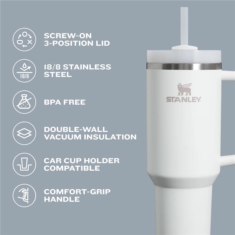 STANLEY - Quencher H2.0 Tumbler with Handle and Straw 30 Oz, Black Chrome Image 6
