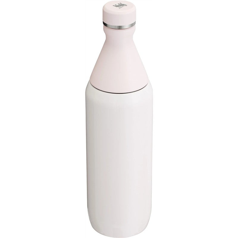 Stanley The All Day Slim Bottle 20 oz in rose gloss finish, featuring a tapered design and a secure silver band.