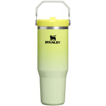 Stanley The IceFlow™ Flip Straw 2.0 Tumbler 30 oz in an atomic gradient design, featuring a bright yellow top and carrying handle.
