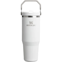 Stanley The IceFlow™ Flip Straw 2.0 Tumbler 40 oz in Frost color with a carry handle and stainless steel rim.