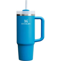 30 oz Stanley The Quencher H2.0 FlowState™ Tumbler in Azure with a straw and handle, featuring the Stanley logo.
