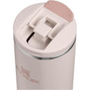 20 oz Stanley Transit Fliptop Mug in Rose Quartz, featuring a pink fliptop lid and silver accent.
