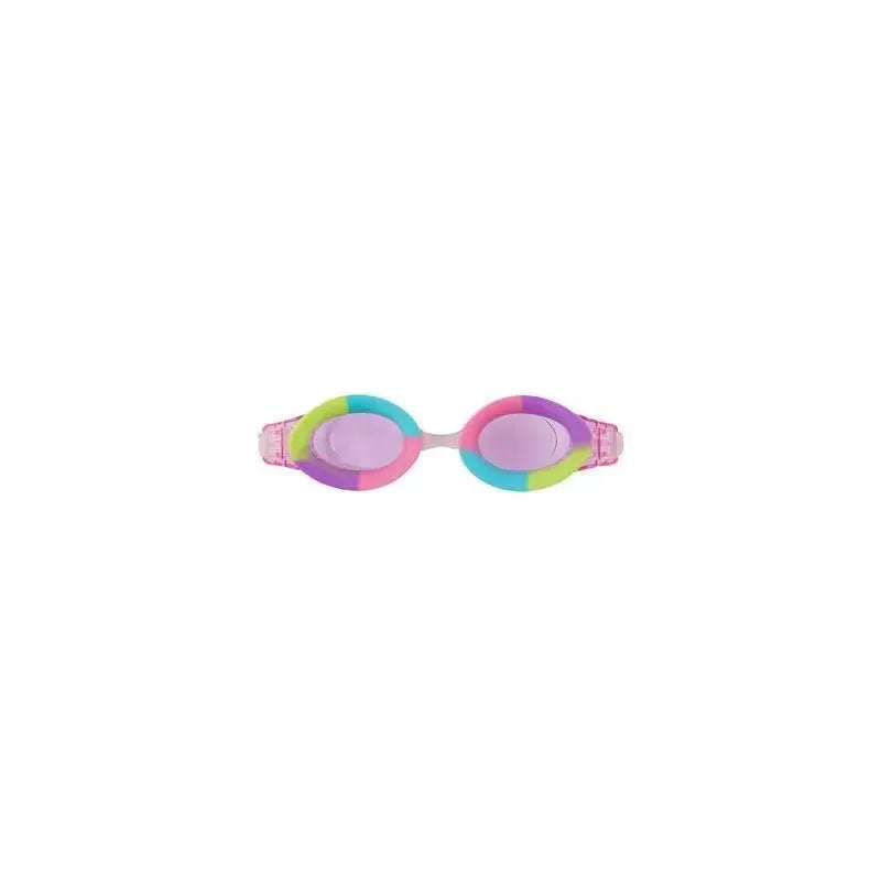 Light pink Stephen Joseph Bling Goggles featuring colorful accents in blue, green, and purple for swimming.
