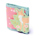 Kids wallet featuring a deer design and floral pattern, with a zipper coin pocket and a colorful exterior.
