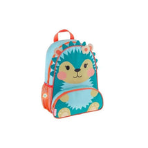 Stephen Joseph Sidekicks Backpack featuring a cute hedgehog design with colorful accents and a front pocket.