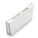 Folding baby bathtub in white and grey with newborn support, designed for compact storage and easy use.