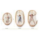 Stokke Sleepi Mini Bundle V3, Natural; features three cribs with infants of varying ages demonstrating sizes.