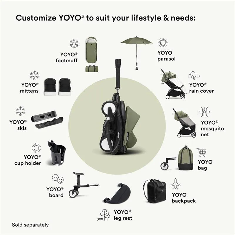 Stokke Yoyo® Newborn Shell Mosquito Net, with various compatible accessories and customization options for the Yoyo stroller.