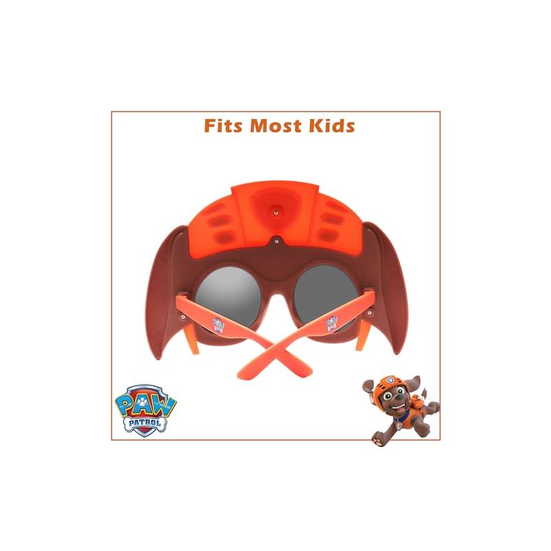 Sun-Staches Paw Patrol Zuma sunglasses featuring brown and orange design, suitable for kids, with text “Fits Most Kids.”