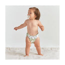 Child wearing a Swaddle Designs Honest Cotton Muslin Hybrid Reusable Cloth Diaper Cover in a cactus print.