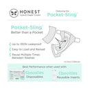 Honest Cotton Muslin Hybrid Reusable Cloth Diaper Cover with Pocket-Sling feature, highlighting leakproof design and loading ease.