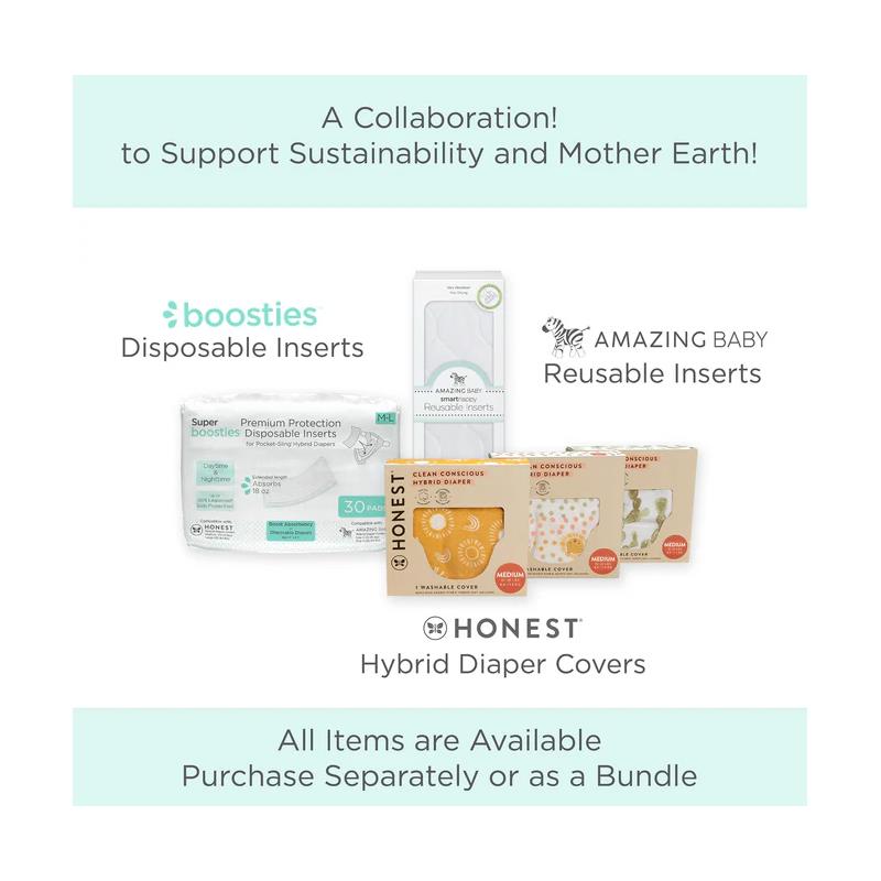 Swaddle Designs Honest Cotton Muslin Hybrid Reusable Cloth Diaper Cover with disposable and reusable insert products.
