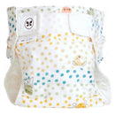 Swaddle Designs Honest Cotton Muslin Hybrid Reusable Cloth Diaper Cover in a spotted pattern with animal illustrations. Size L, fits 22-40 lbs.