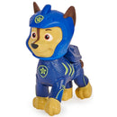 Floating Paw Patrol figure of a dog in a blue uniform, featuring a helmet and badge, ideal for water play.