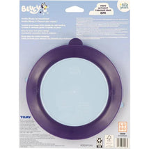 Bluey character suction plate by The First Years; features a light blue plate with a purple border for self-feeding.