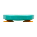 A teal baby plate with suction cup feet for stability, part of the Cocomelon Baby Feeding Set.