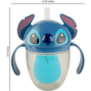 Disney Stitch baby training cup featuring a blue Stitch character design, with a straw and easy-to-hold handles.