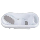 3-in-1 baby bathtub with a white base, designed for newborns to toddlers, featuring a comfortable shape and support areas.
