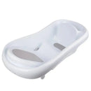 3-in-1 baby bathtub, white, designed for newborns to toddlers, featuring a soft, removable insert for comfort.