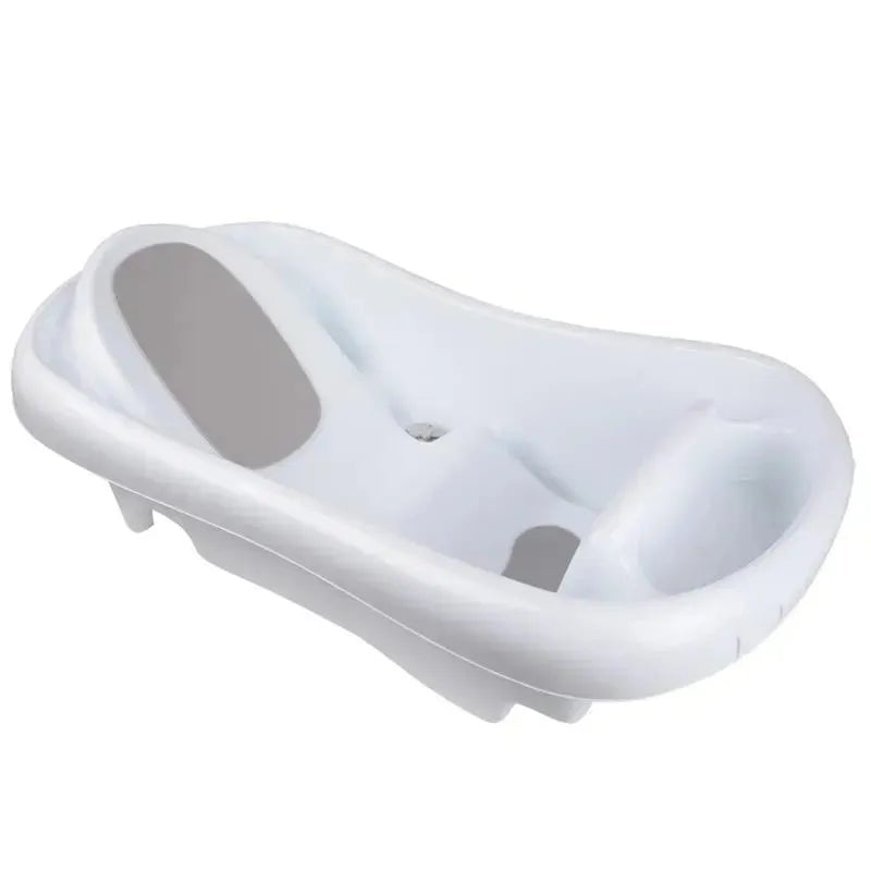 3-in-1 baby bathtub in white, designed for newborns to toddlers, featuring a molded support for comfort.