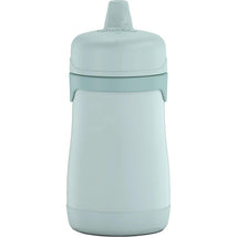 Stainless steel mint sippy cup without handles, designed for children, featuring a spill-proof lid.