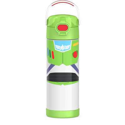 Stainless steel vacuum-insulated 16 oz bottle designed as Buzz Lightyear from Toy Story, featuring a wide spout lid.