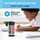 Thermos FUNtainer 12 oz water bottle featuring Mario Kart design, keeps drinks cold for 12 hours, ideal for kids.