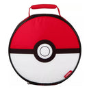 Red and white Pokémon-themed soft lunch box by Thermos, featuring a round design resembling a Poké Ball.