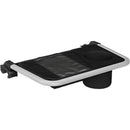 Black Thule organizer with a cup holder and mesh pocket, designed for convenient storage in vehicles.
