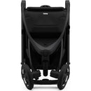 Compact Thule Spring 2 All-Terrain Stroller in black, featuring a sleek design and large rear wheels for maneuverability.