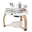 Tiny Love 5-in-1 Here I Grow Stationary Activity Center in black and white with engaging toys and comfortable seating.