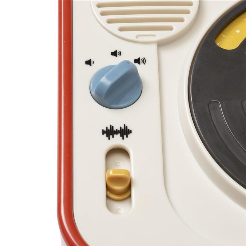 Tiny Love Tiny Rockers Dj Station Toy features a colorful control panel with a blue volume knob, sound icons, and a yellow slider switch.