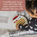 Tiny Love Tiny Rockers Guitar features four movable strings and a pitch slider for enhancing coordination and fine motor skills.