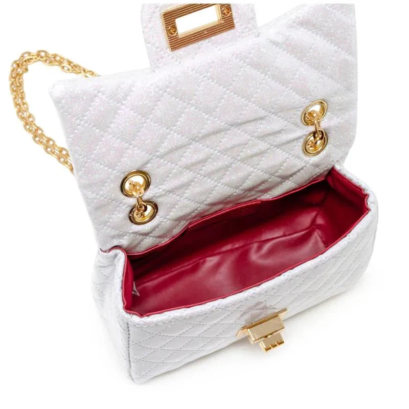 Tiny Treats - Classic Quilted Flower Pearl Handbag Gold Image 5