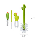 Boon CACTI Replacement Brush Set in green featuring four uniquely designed cleaning brushes resembling cacti, measuring 9.25 inches by 2.5 inches.