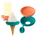 Tomy Boon Drizzle Popsicle Holder set with two holders: one for ice pops and another for soft serve on a cone.