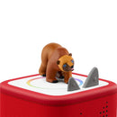 Tonies Brown Bear audio toy figurine, featuring a smiling bear on a red base with interactive controls.
