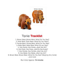 Tonies Brown Bear audio toy figurine with a tracklist featuring various bear stories by Bill Martin Jr. and Eric Carle.